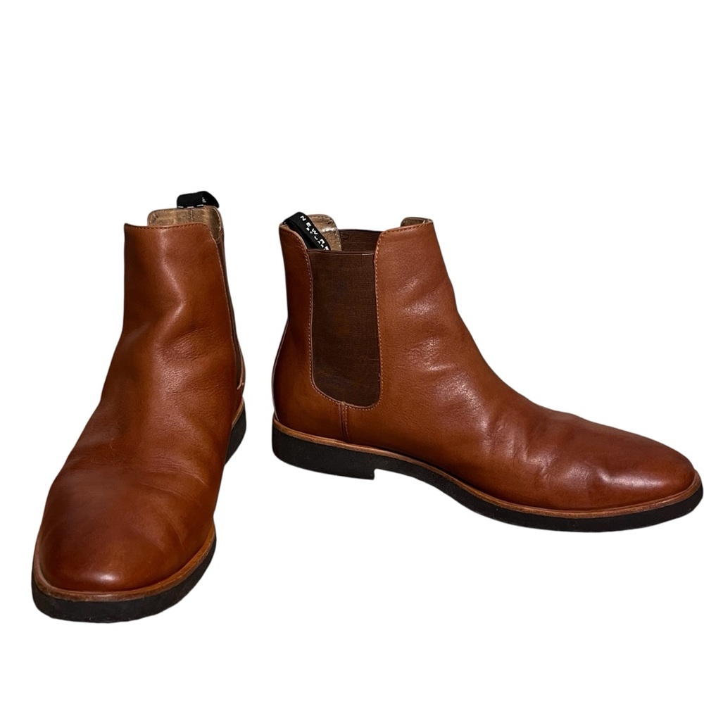 Men's Tan Leather Chelsea Boots with Elastic Side Panels